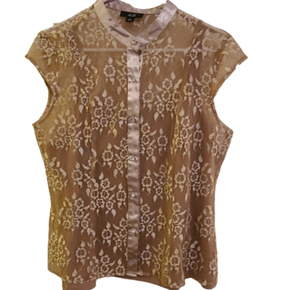 AGB Tops - AGB Floral Lace Overlay Blouse